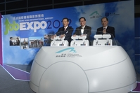 (From left to right) Airport Authority Hong Kong Chief Executive Officer Stanley Hui Hon-chung, Secretary for Transport and Housing Professor Anthony Cheung Bing-leung and Secretary for Labour and Welfare Matthew Cheung Kin-chung officiate at the opening ceremony for “Hong Kong International Airport Job Expo 2012”.