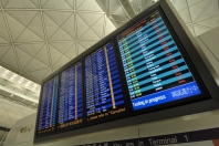 The Airport Authority updates its flight information display screens 
throughout the terminals once it is informed by the airlines of any schedule changes. The display screens also tell passengers the latest weather conditions 
as well as useful information like airline contact numbers.  
